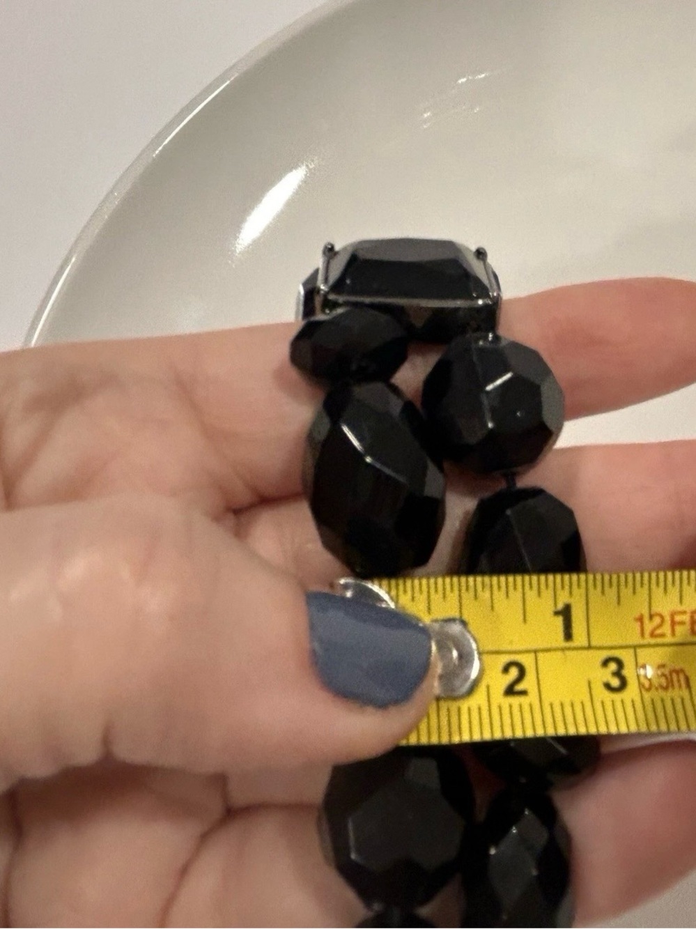 Lia Sophia Front Row Black Large Bead w Crystal Stretch Bracelet Wedding Office - Picture 8 of 8
